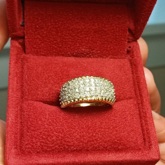 (SOLD) 14K Two-tone Diamond Paved Ring, Size 4.75 - Picture 5 of 9
